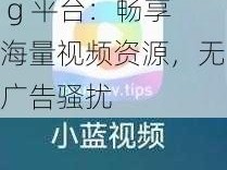 小蓝视频全球最好 g 平台：畅享海量视频资源，无广告骚扰