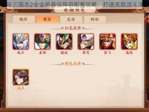 少年三国志2全金将最强阵容配置攻略：打造无敌战斗序列