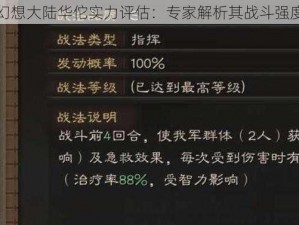三国志幻想大陆华佗实力评估：专家解析其战斗强度与价值