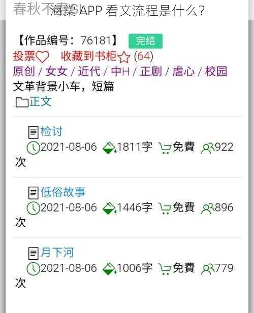 海棠 APP 看文流程是什么？