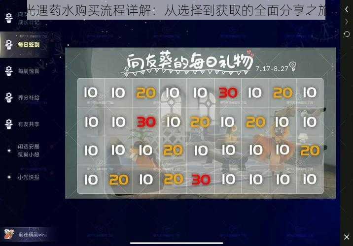 光遇药水购买流程详解：从选择到获取的全面分享之旅