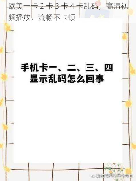 欧美一卡 2 卡 3 卡 4 卡乱码，高清视频播放，流畅不卡顿