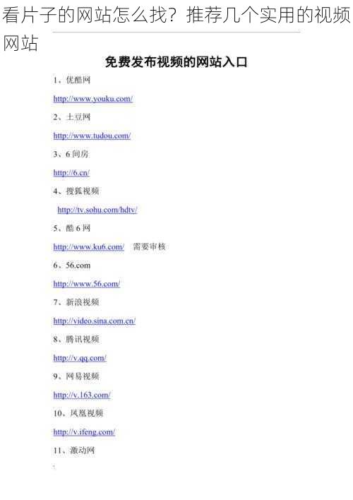 看片子的网站怎么找？推荐几个实用的视频网站