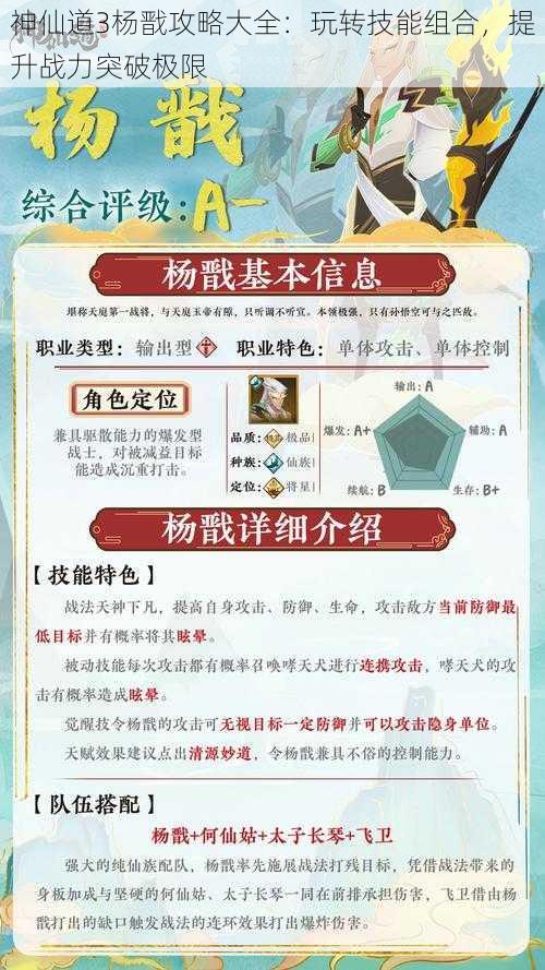 神仙道3杨戬攻略大全：玩转技能组合，提升战力突破极限