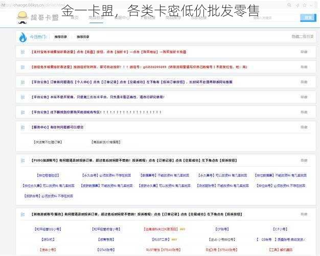 金一卡盟，各类卡密低价批发零售
