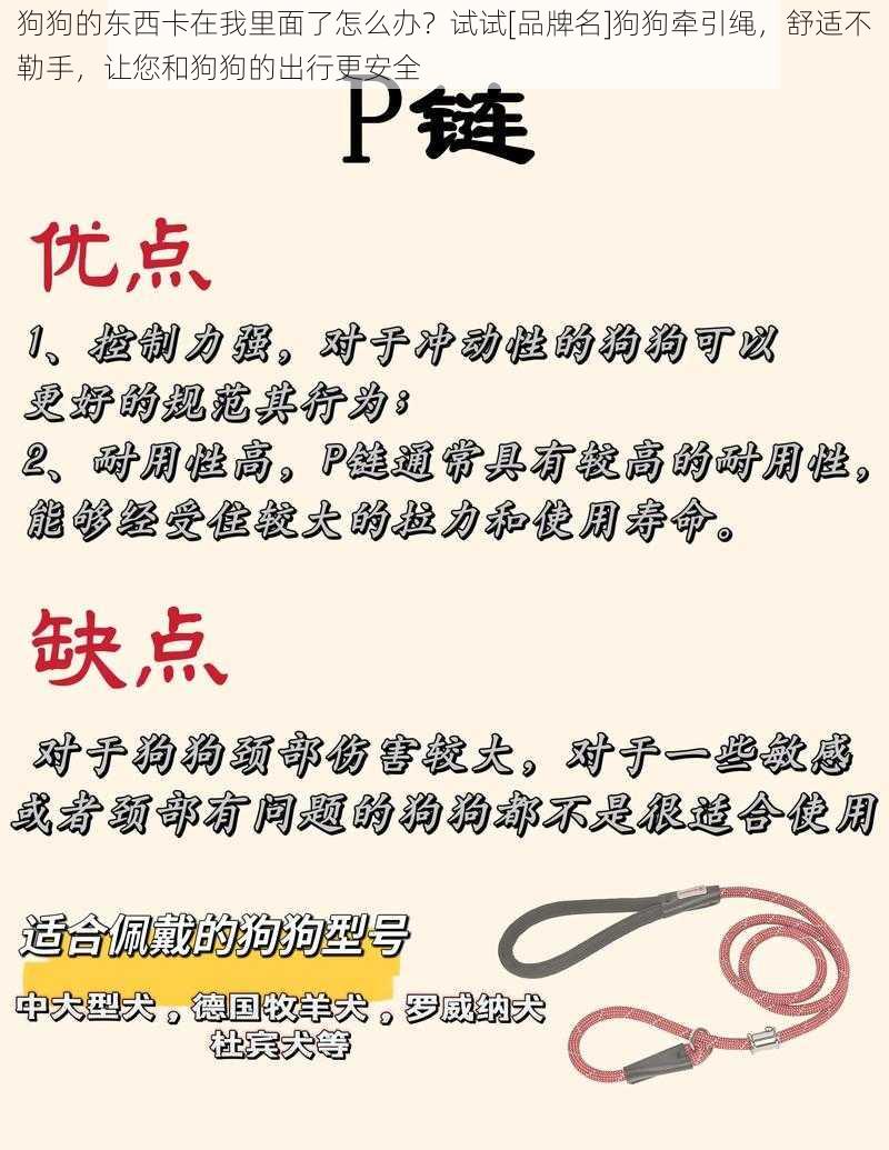 狗狗的东西卡在我里面了怎么办？试试[品牌名]狗狗牵引绳，舒适不勒手，让您和狗狗的出行更安全