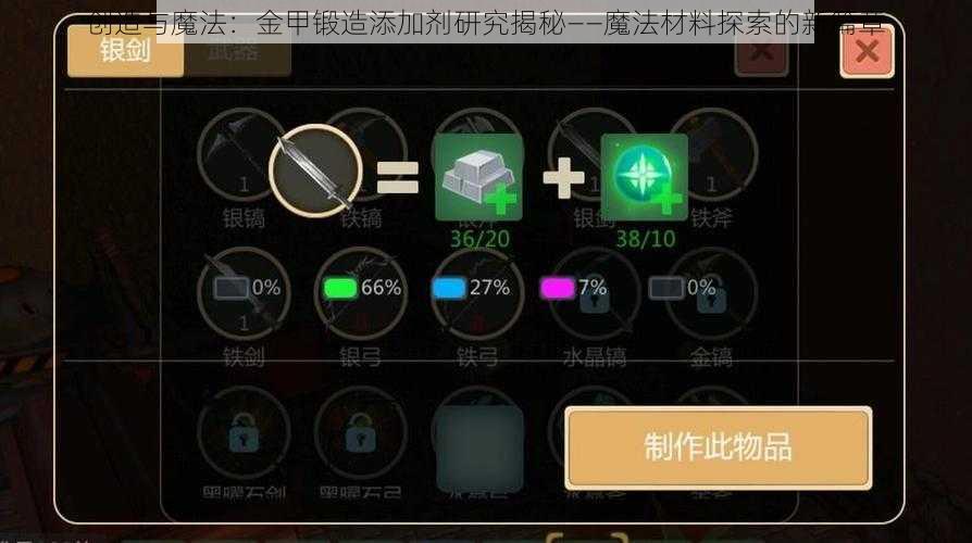 创造与魔法：金甲锻造添加剂研究揭秘——魔法材料探索的新篇章