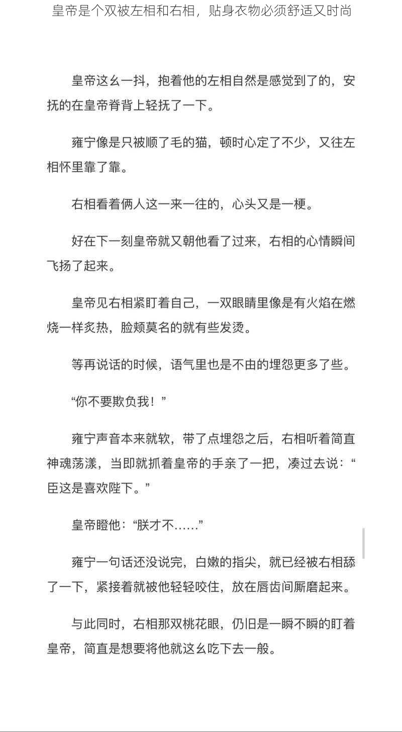 皇帝是个双被左相和右相，贴身衣物必须舒适又时尚