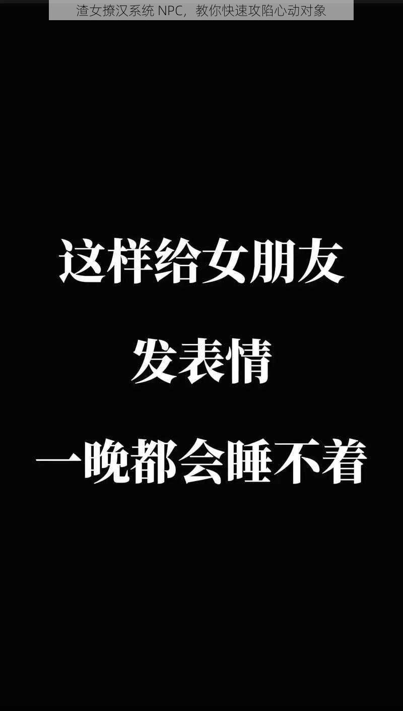 渣女撩汉系统 NPC，教你快速攻陷心动对象