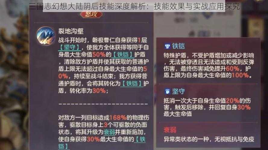 三国志幻想大陆阴后技能深度解析：技能效果与实战应用探究