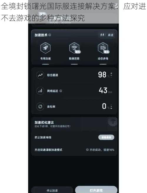 全境封锁曙光国际服连接解决方案：应对进不去游戏的多种方法探究