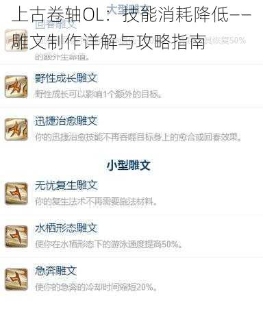 上古卷轴OL：技能消耗降低——雕文制作详解与攻略指南