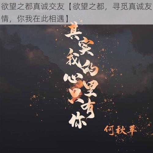 欲望之都真诚交友【欲望之都，寻觅真诚友情，你我在此相遇】