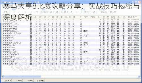 赛马大亨8比赛攻略分享：实战技巧揭秘与深度解析