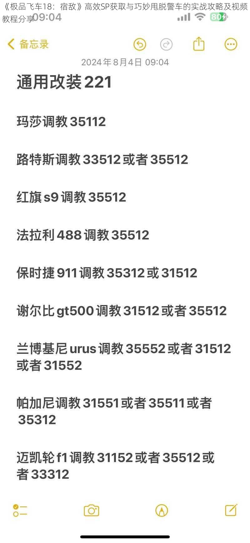 《极品飞车18：宿敌》高效SP获取与巧妙甩脱警车的实战攻略及视频教程分享