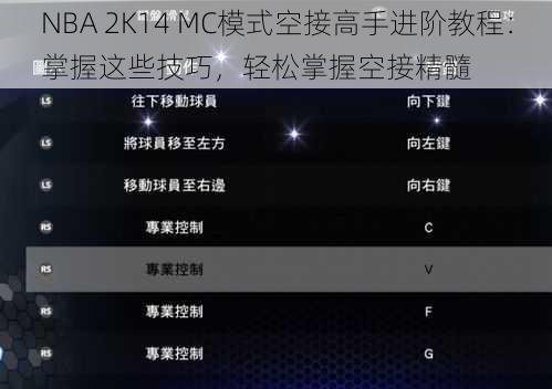 NBA 2K14 MC模式空接高手进阶教程：掌握这些技巧，轻松掌握空接精髓