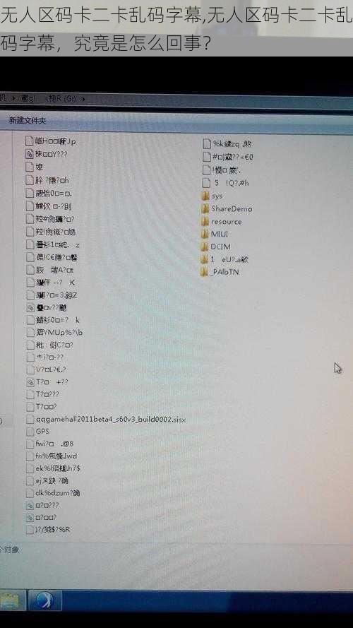 无人区码卡二卡乱码字幕,无人区码卡二卡乱码字幕，究竟是怎么回事？
