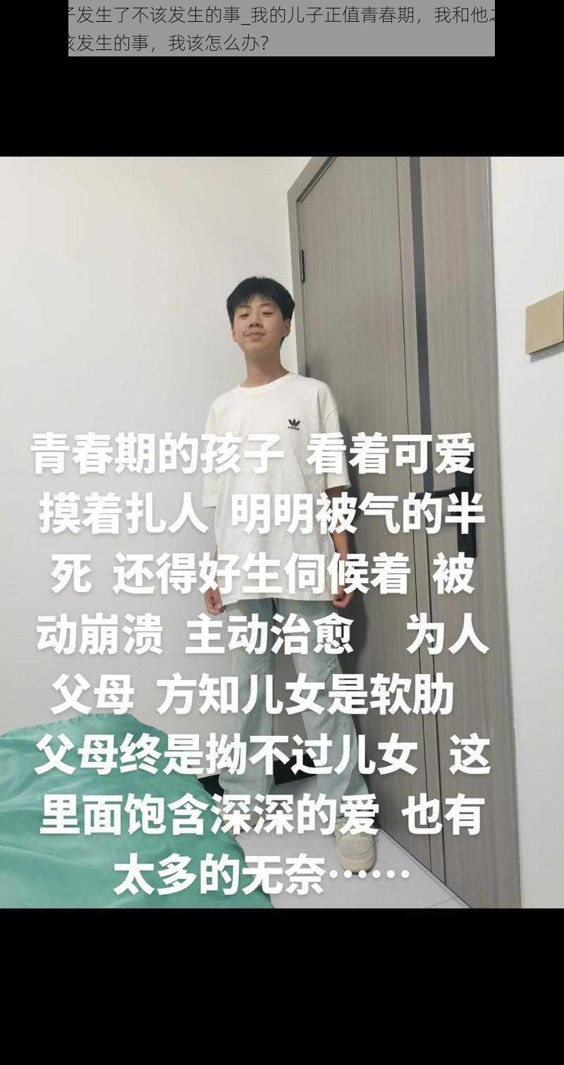 我与儿子发生了不该发生的事_我的儿子正值青春期，我和他之间却发生了不该发生的事，我该怎么办？