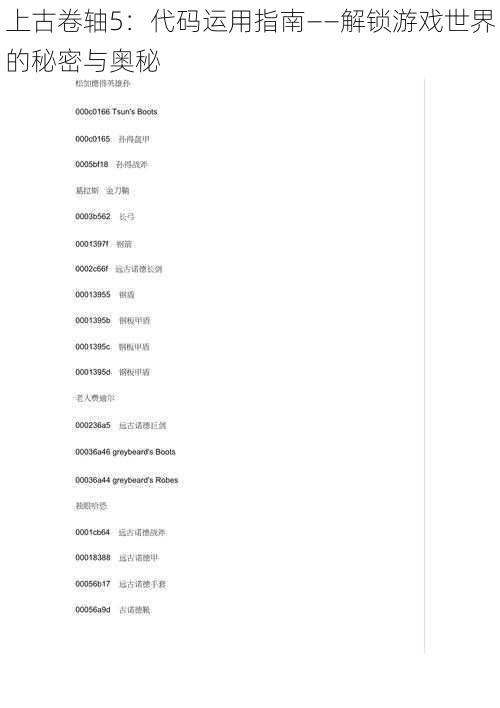 上古卷轴5：代码运用指南——解锁游戏世界的秘密与奥秘