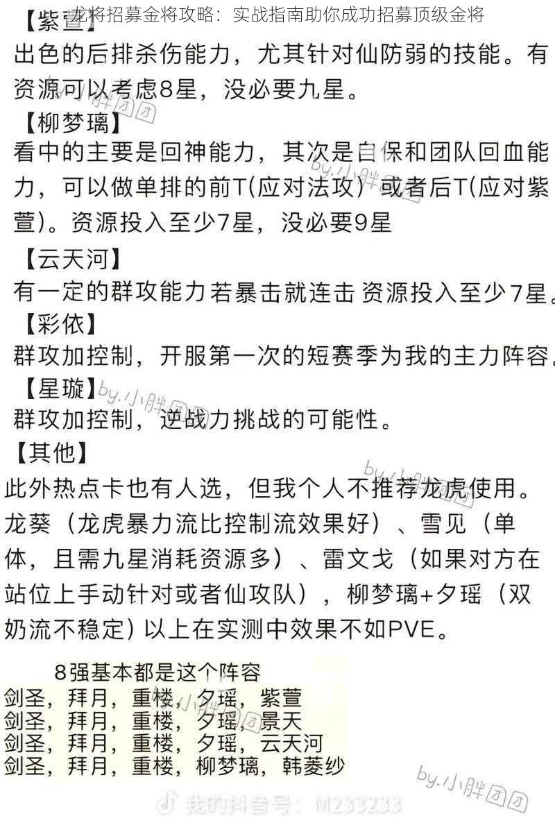 龙将招募金将攻略：实战指南助你成功招募顶级金将