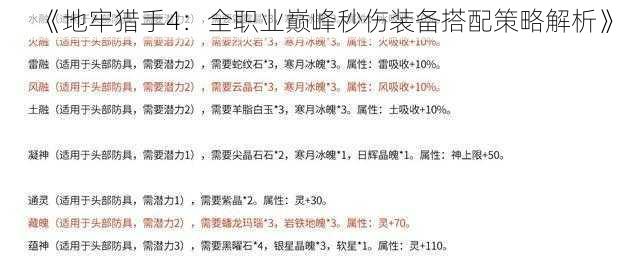 《地牢猎手4：全职业巅峰秒伤装备搭配策略解析》