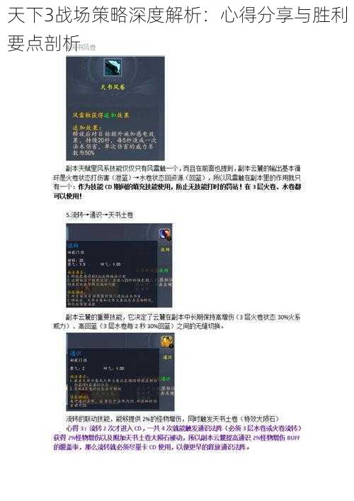 天下3战场策略深度解析：心得分享与胜利要点剖析
