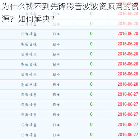 为什么找不到先锋影音波波资源网的资源？如何解决？