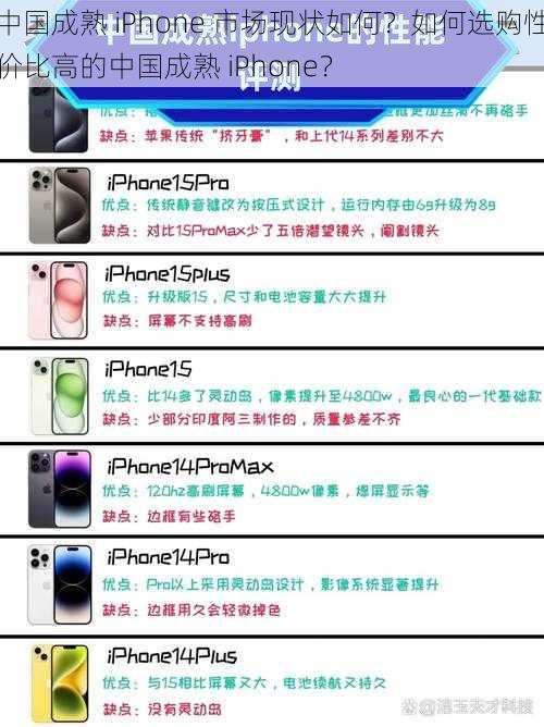 中国成熟 iPhone 市场现状如何？如何选购性价比高的中国成熟 iPhone？