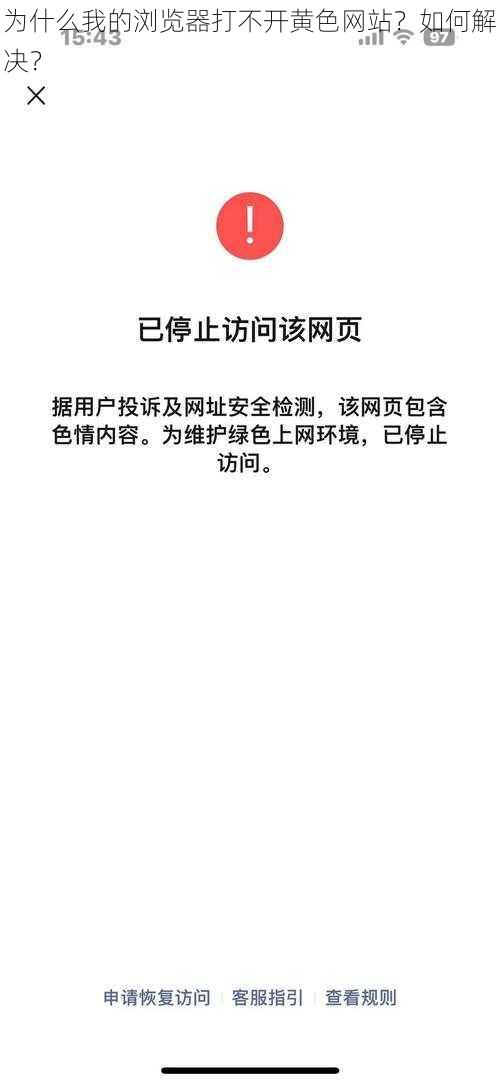 为什么我的浏览器打不开黄色网站？如何解决？