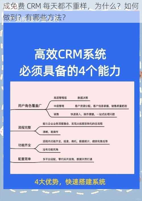 成免费 CRM 每天都不重样，为什么？如何做到？有哪些方法？